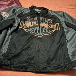 Harley-Davidson Men's Black and Orange Performance Jacket